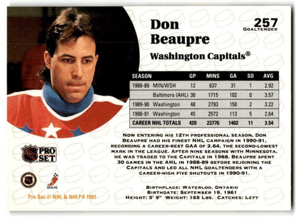 1991-92 Pro Set Don Beaupre Washington Capitals #257