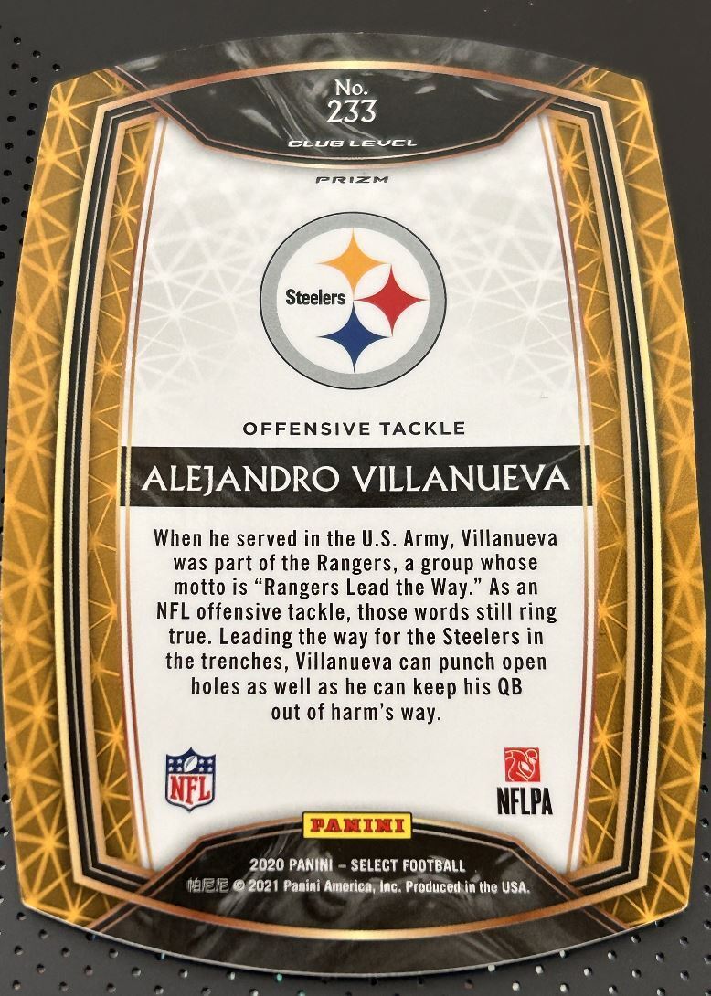 2020 Panini Select Alejandro Villanueva Pittsburgh Steelers #233