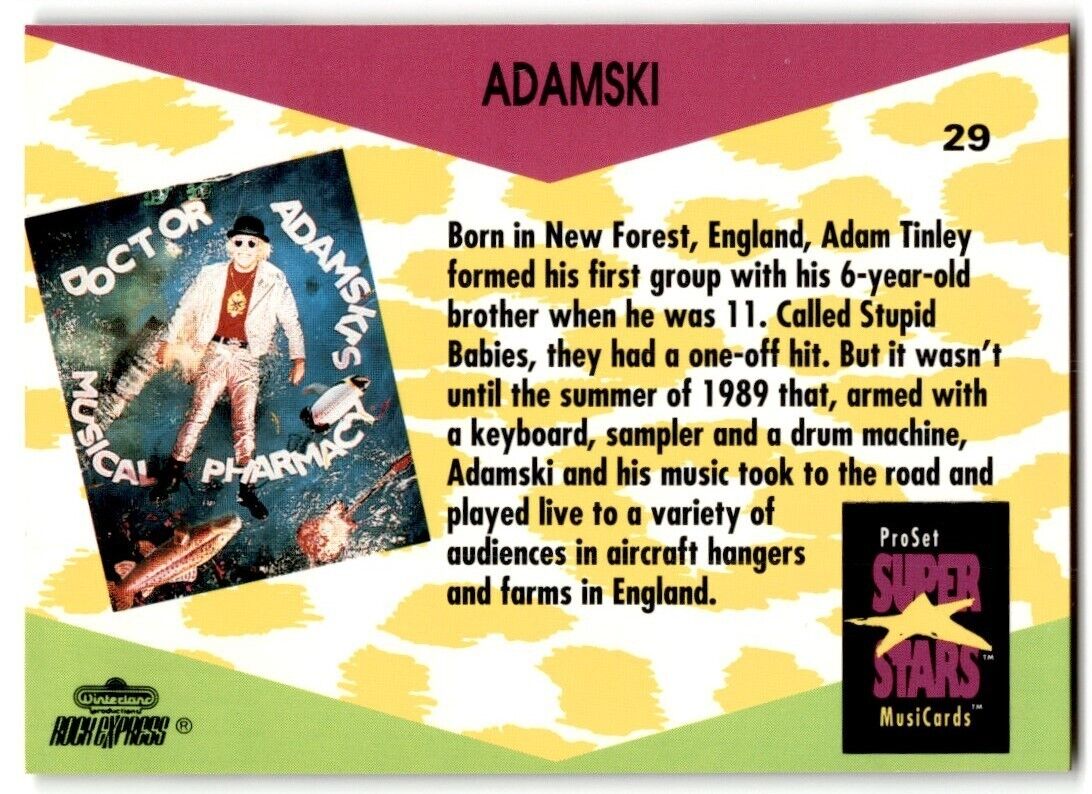 1991-92 ProSet Super Stars MusiCard Adamski #29