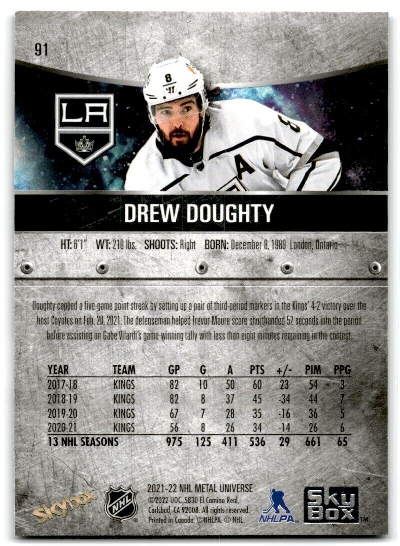 2021-22 Skybox Metal Universe Drew Doughty Los Angeles Kings #91