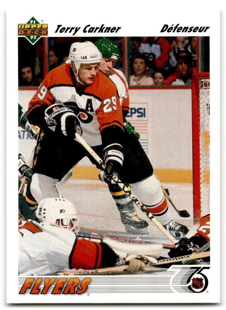 1991-92 Upper Deck French Terry Carkner Philadelphia Flyers #204