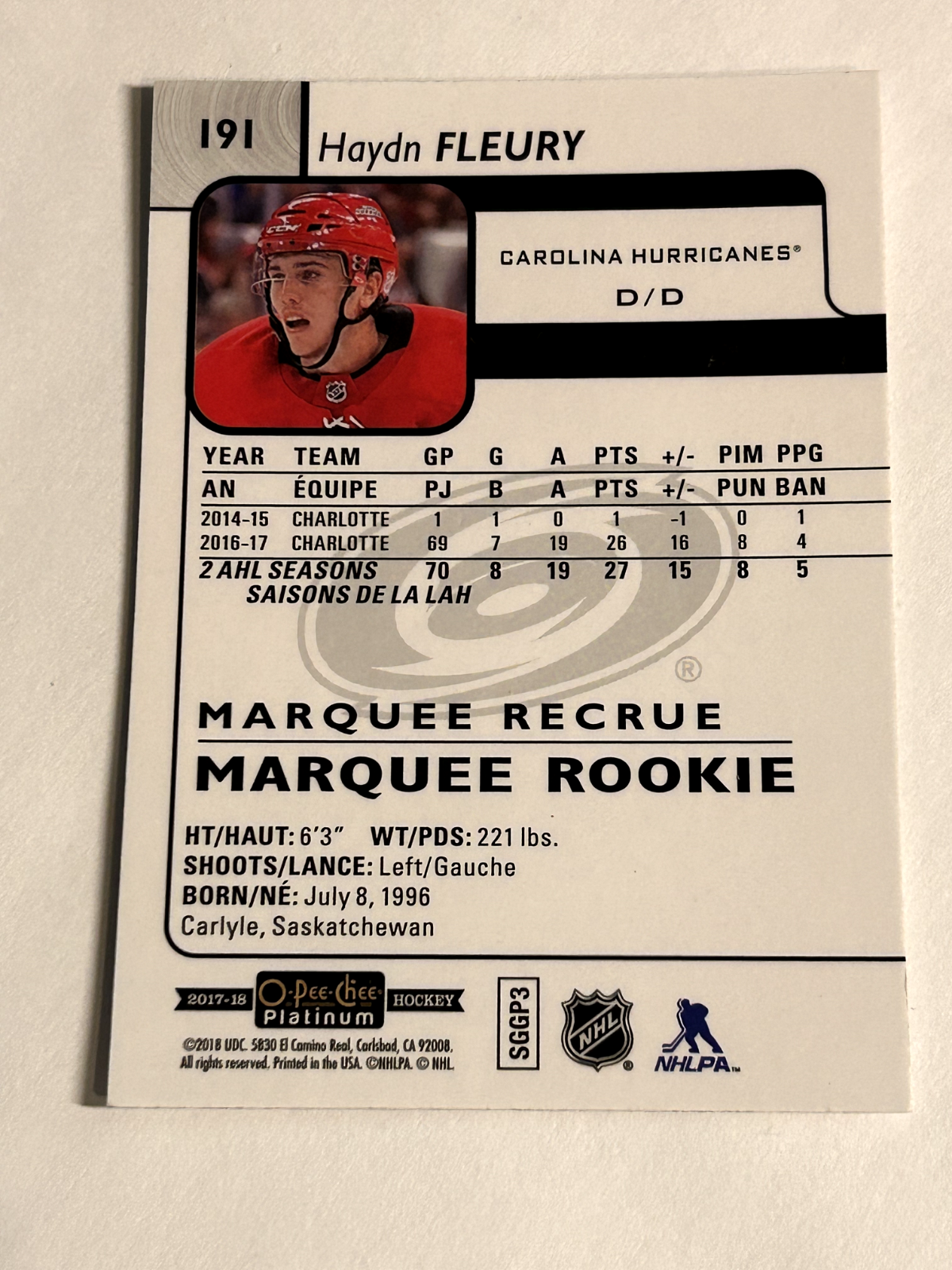 2021-22 O-Pee-Chee Platinum Marquee Rookies - #191 Haydn Fleury