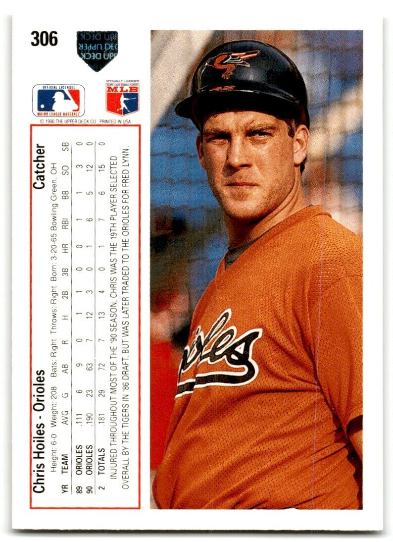 1991 Upper Deck Chris Hoiles Baltimore Orioles #306