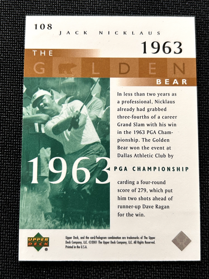 Jack Nicklaus 2001 Upper Deck Golf The Golden Bear #108 1963 PGA Championship