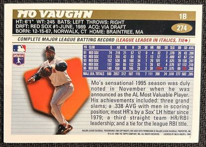 1996 Topps Mo Vaughn Boston Red Sox #274