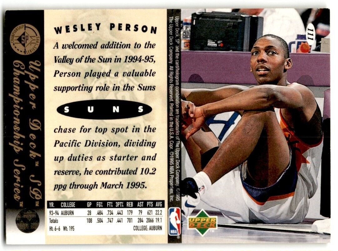 1995-96 SP Championship Series 1995 Wesley Person Phoenix Suns #111