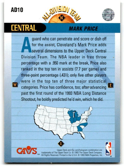 1992-93 Upper Deck Mark Price Cleveland Cavaliers #AD10