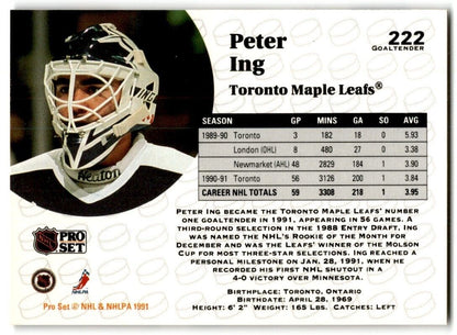 1993-94 Pro Set Peter Ing Toronto Maple Leafs #222