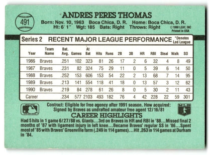 1991 Donruss Andres Thomas Atlanta Braves #491