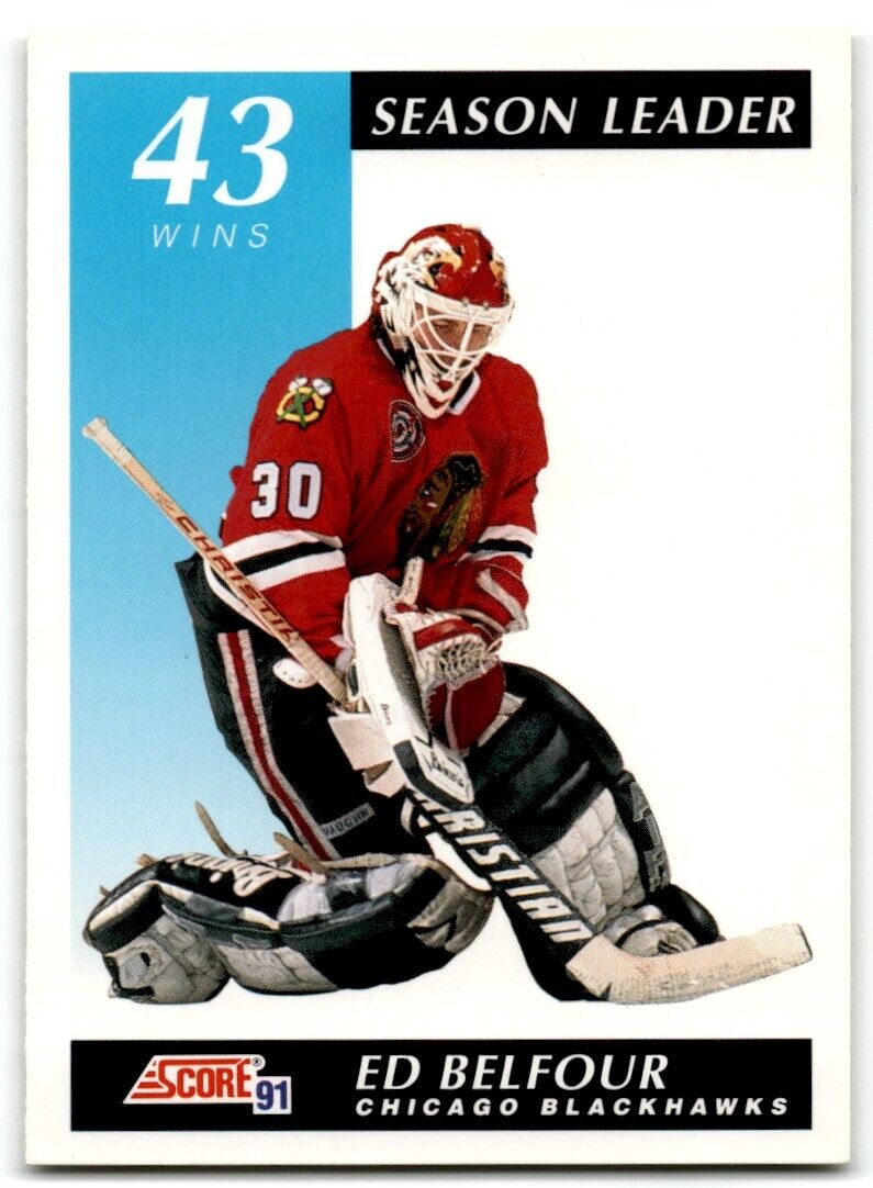 1991-92 Score Canadian Bilingual Ed Belfour Chicago Blackhawks #300