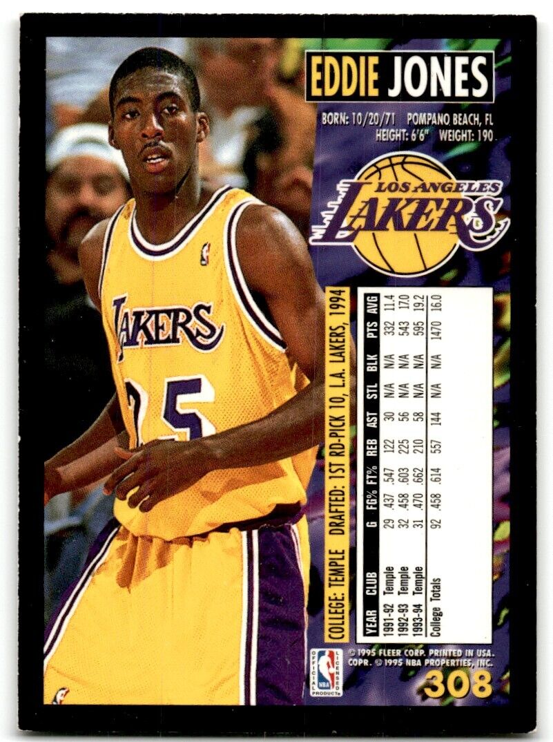 1994-95 Fleer Eddie Jones Rookie Los Angeles Lakers #308