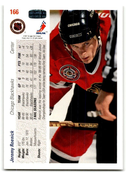 1991-92 Upper Deck Jeremy Roenick Chicago Blackhawks #166