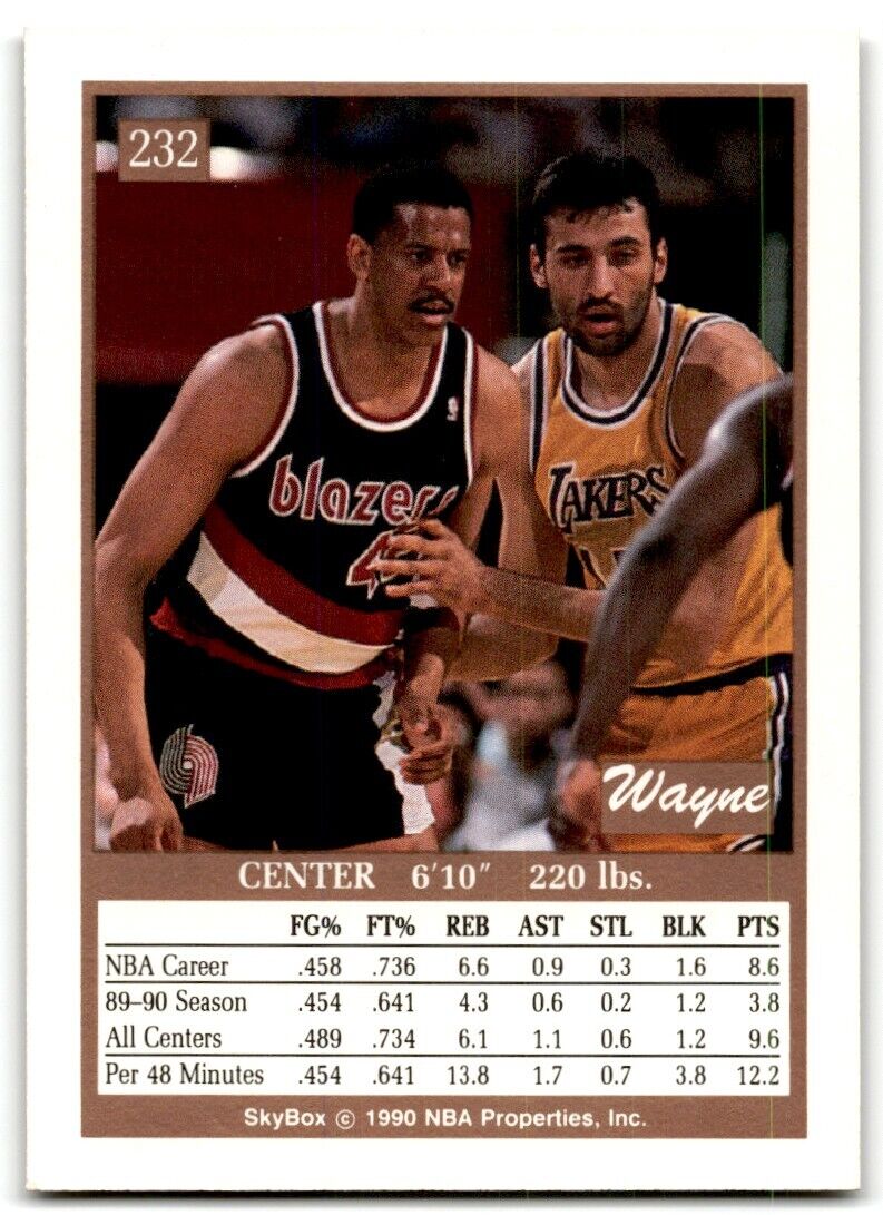 1990-91 SkyBox Wayne Cooper Portland Trail Blazers #232