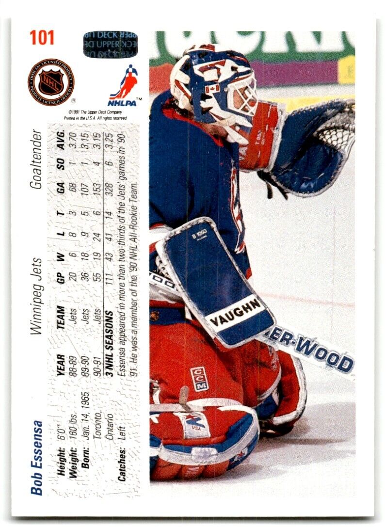 1991-92 Upper Deck Bob Essensa Winnipeg Jets #101