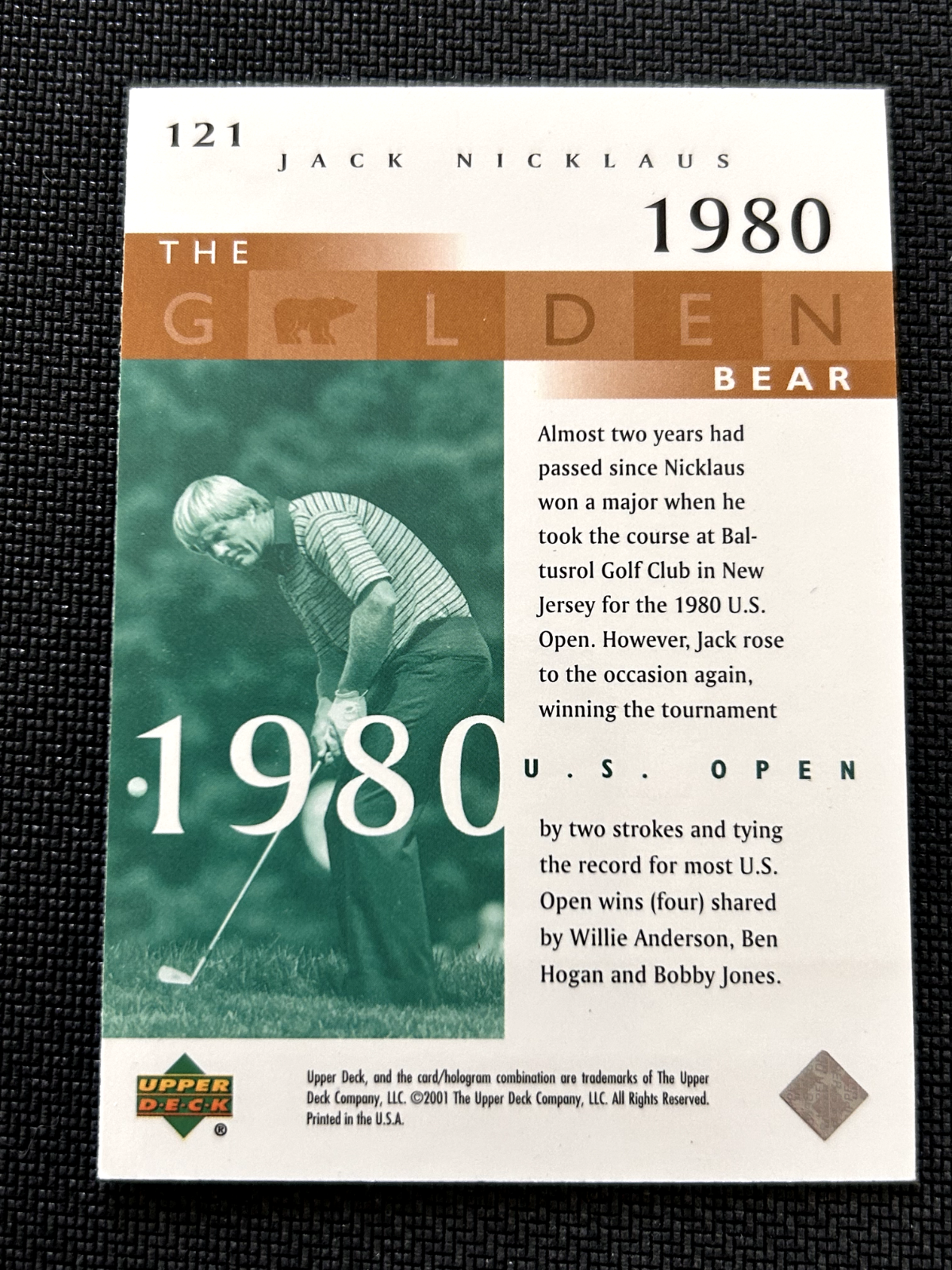 Jack Nicklaus 2001 Upper Deck Golf The Golden Bear #121 1980 US OPEN