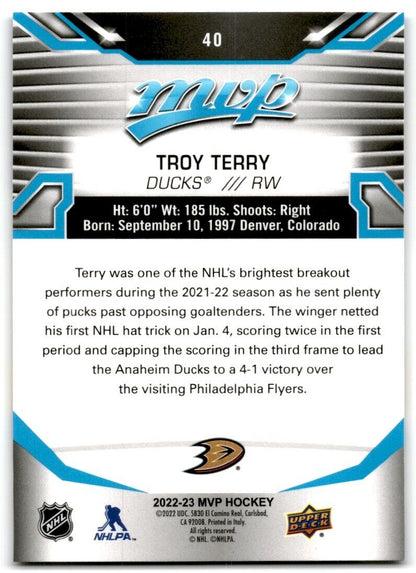 2022-23 Upper Deck MVP Troy Terry Anaheim Ducks #40