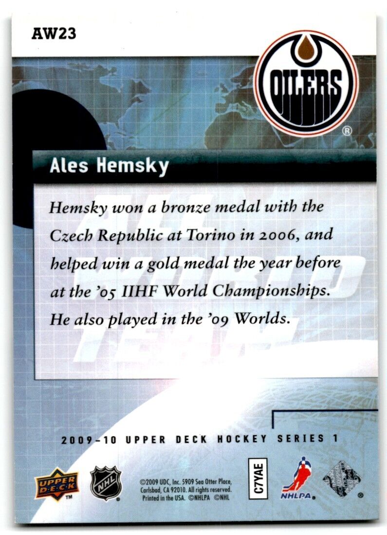 2009-10 Upper Deck All World Team Ales Hemsky Edmonton Oilers #AW23