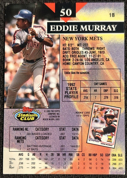 1993 Stadium Club Eddie Murray New York Mets #50