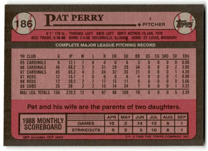 1989 Topps Pat Perry Chicago Cubs #186