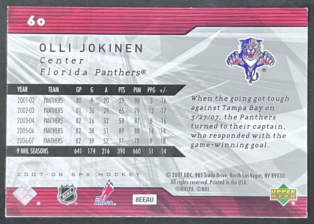 2007-08 SPx Olli Jokinen Florida Panthers #60