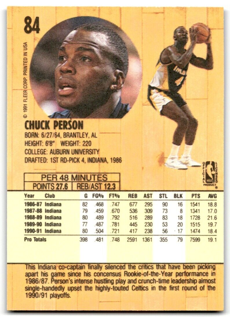 1991-92 Fleer Chuck Person Indiana Pacers #84