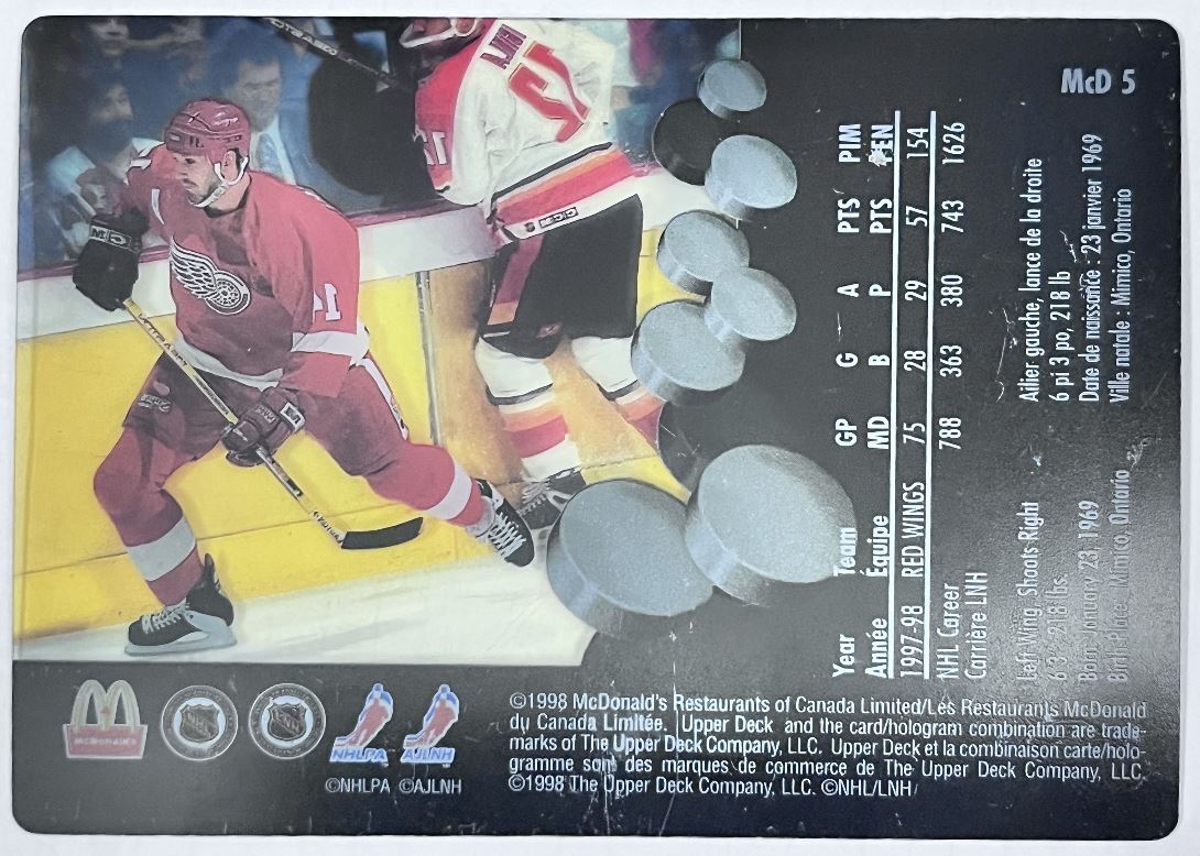 1997-98 Upper Deck McDonald's Brendan Shanahan Detroit Red Wings #MCD 5