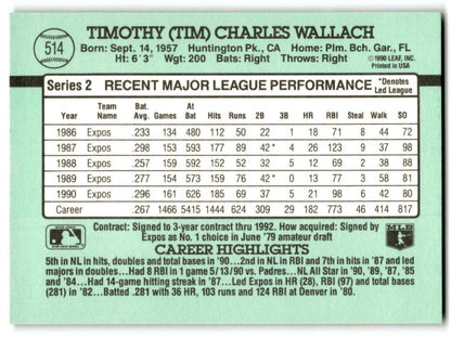 1991 Donruss Tim Wallach Montreal Expos #514