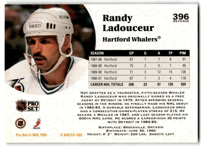 1991-92 Pro Set Randy Ladouceur Hartford Whalers #396