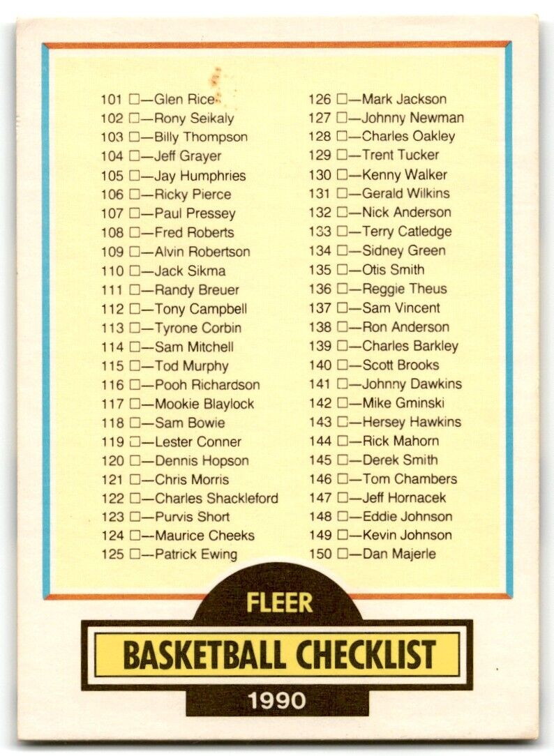 1990-91 Fleer Update Update Basketball Checklist #U-100