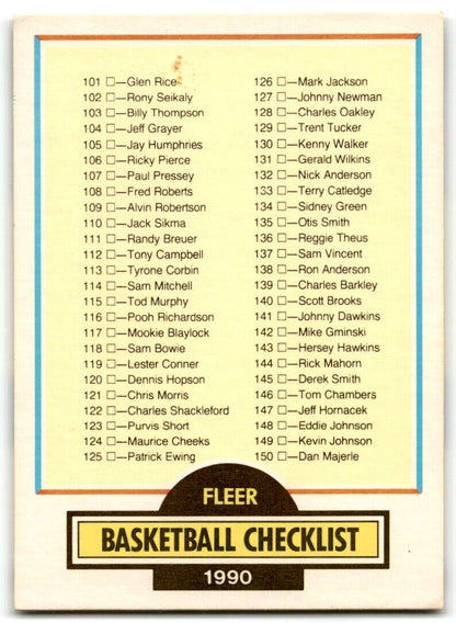 1990-91 Fleer Update Update Basketball Checklist #U-100