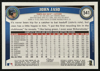 2011 Topps John Jaso Tampa Bay Rays #541