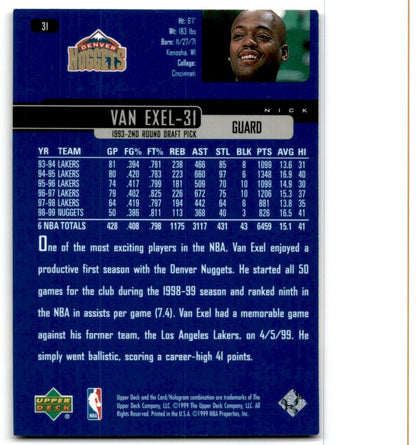 1999-00 Upper Deck Nick Van Exel Denver Nuggets #31