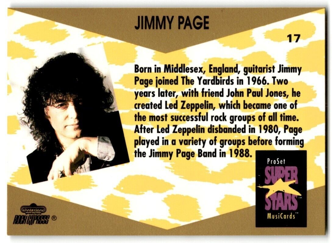 1991-92 ProSet Super Stars MusiCard Jimmy Page #17