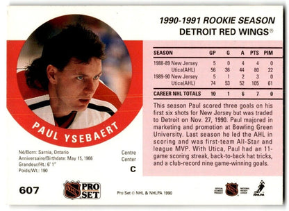 1990-91 Pro Set Paul Ysebaert Detroit Red Wings #607