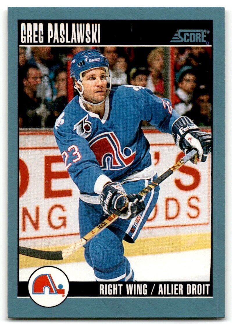 1992-93 Score Greg Paslawski Quebec Nordiques #175