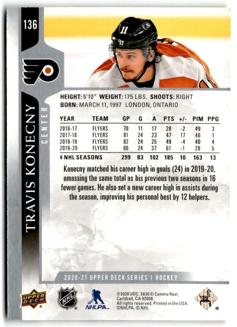 2020-21 Upper Deck Travis Konecny Philadelphia Flyers #136