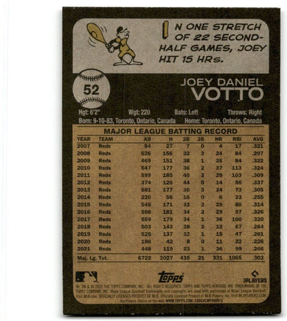 2022 Topps Heritage Joey Votto Cincinnati Reds #52