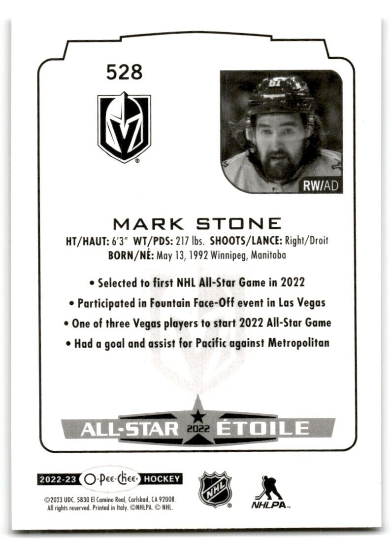 2022-23 O-Pee-Chee Mark Stone Vegas Golden Knights #528