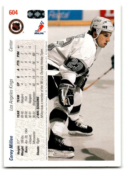 1991-92 Upper Deck Corey Millen Rookie Los Angeles Kings #604