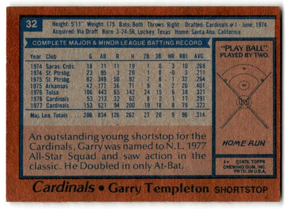 1978 Topps Garry Templeton St. Louis Cardinals #32