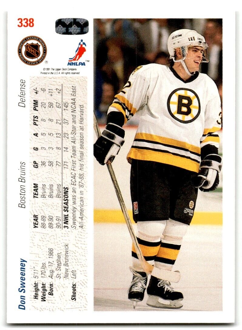 1991-92 Upper Deck Don Sweeney Boston Bruins #338