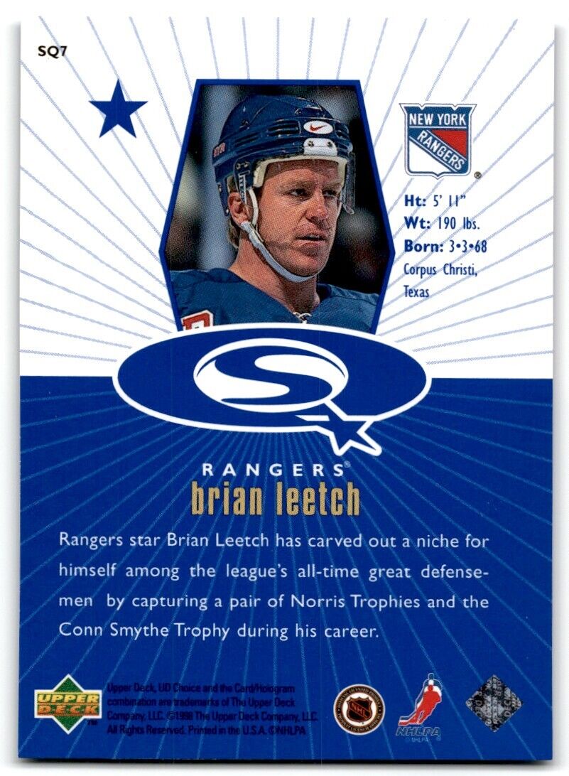 1998-99 UD Choice StarQuest Blue Brian Leetch New York Rangers #SQ7