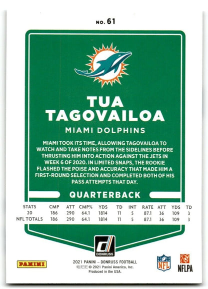 2021 Donruss Tua Tagovailoa Miami Dolphins #61