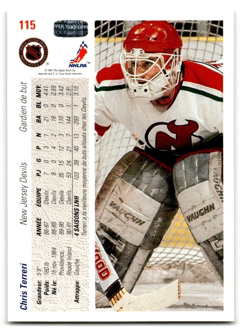 1991-92 Upper Deck French Chris Terreri New Jersey Devils #115