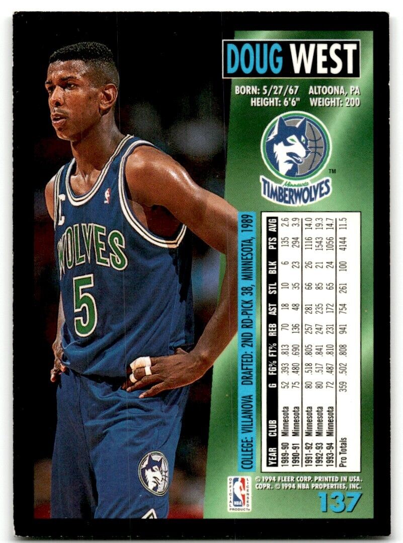 1994-95 Fleer European Doug West Minnesota Timberwolves #137