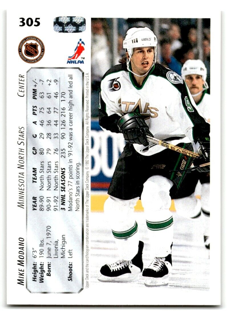 1992-93 Upper Deck Mike Modano Minnesota North Stars #305