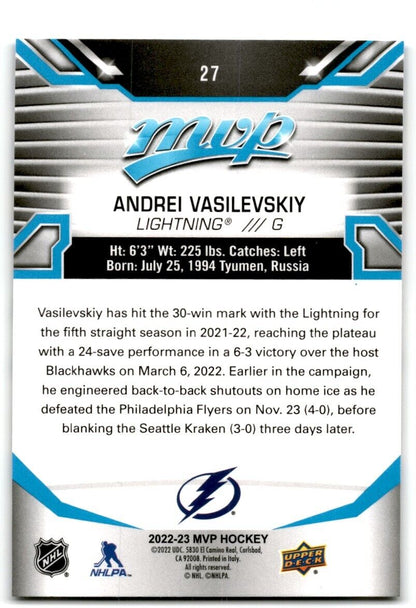 2022-23 Upper Deck MVP Andrei Vasilevskiy Tampa Bay Lightning #27