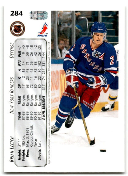 1992-93 Upper Deck Brian Leetch New York Rangers #284