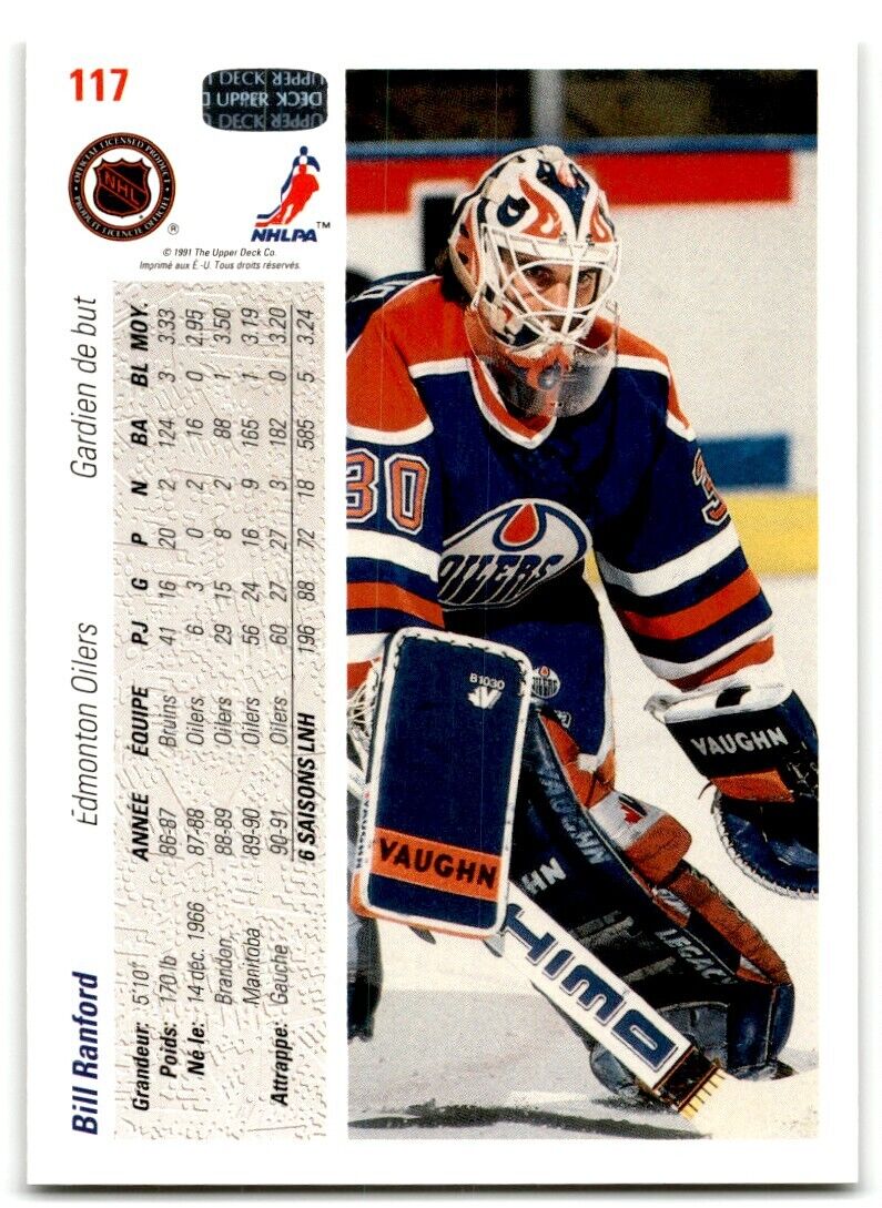 1991-92 Upper Deck Bill Ranford Edmonton Oilers #117