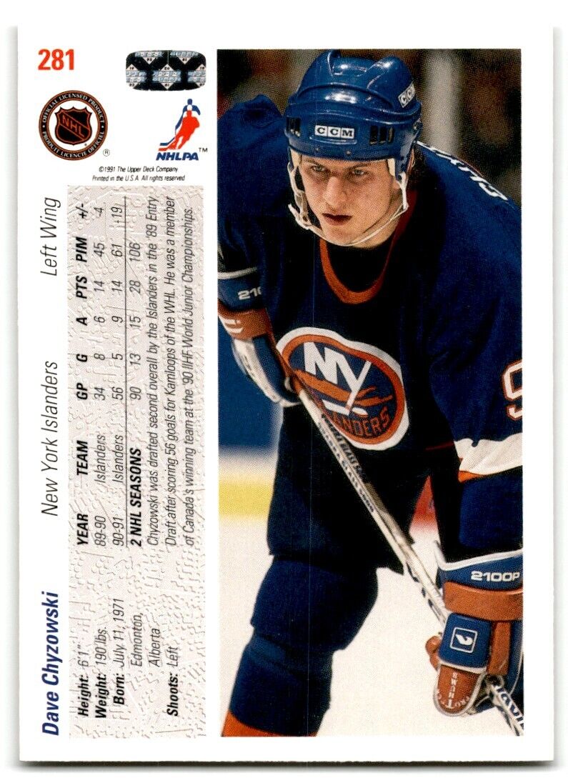 1991-92 Upper Deck Dave Chyzowski New York Islanders #281